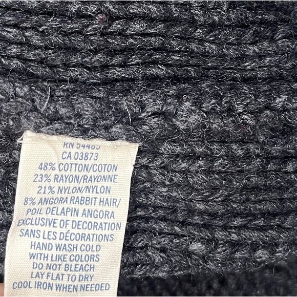 American Eagle women charcoal grey crop 3/4sleeve cable knit cardigan sweater M - Picture 3 of 7